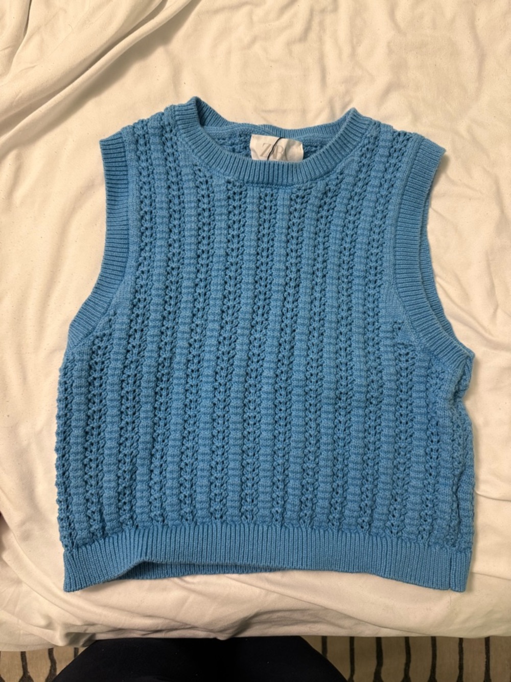 Zara Sky Blue Cable Knit Vest